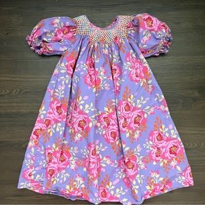 Love Me 2T smocked dress purple pink yellow floral